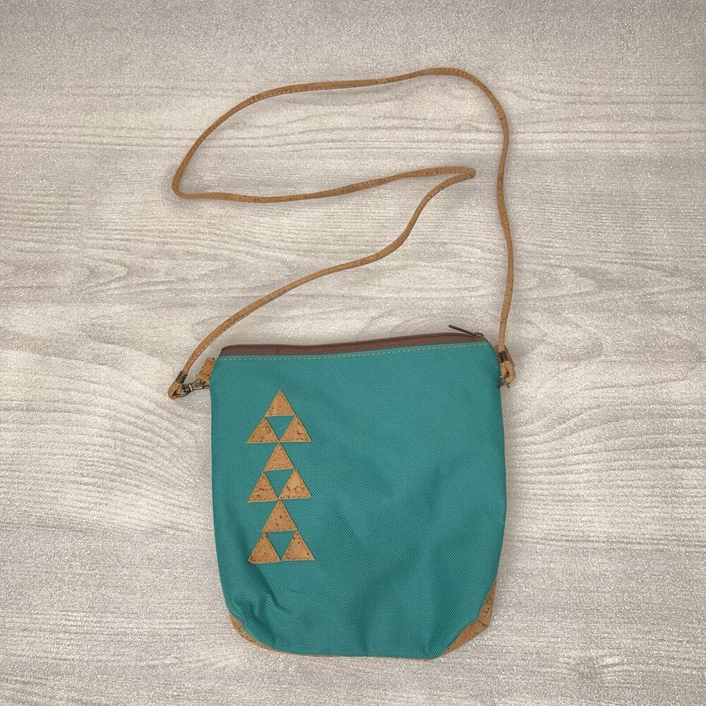 Sew Da Kine Hawaiian Purse Cork Fabric Cross Body Bag Handbag Shoulder Small 7"
